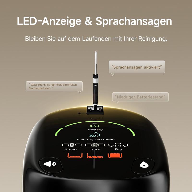 Uwant D500 Nass-/Trockensauger, Geruchskontrolle im Abwasserbehälter, 180° flachliegende Saugwippe, 17.000 Pa Saugleistung, leise Heißtrocknung bis 65 °C, selbstreinigend, freie Faserführung, IPX6 wasserdicht für Böden