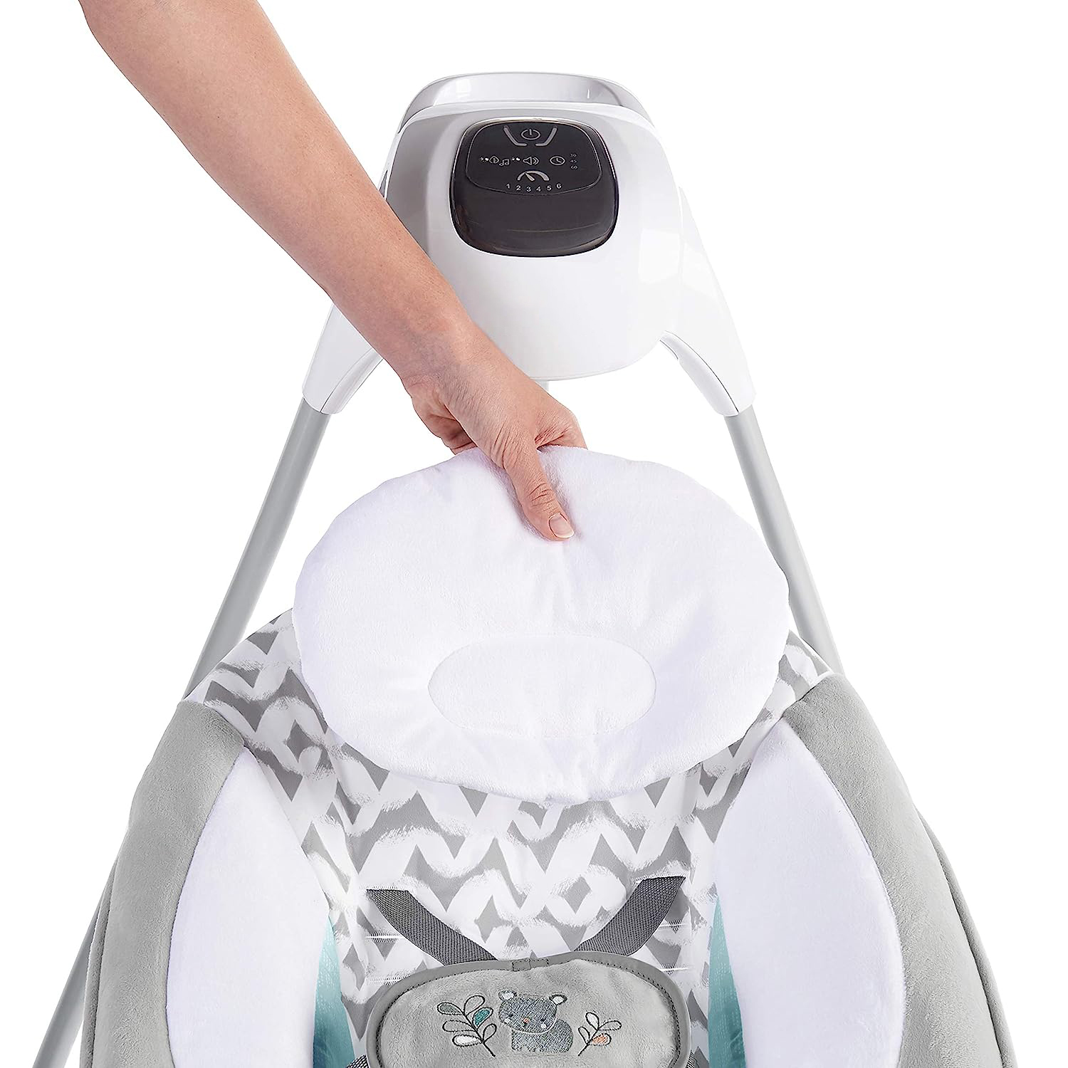 Lightweight Compact 6-Speed Multi-Direction Baby Swing, Vibrations & Nature Sounds, 0-9 Months 6-20 lbs (Pink Cassidy)