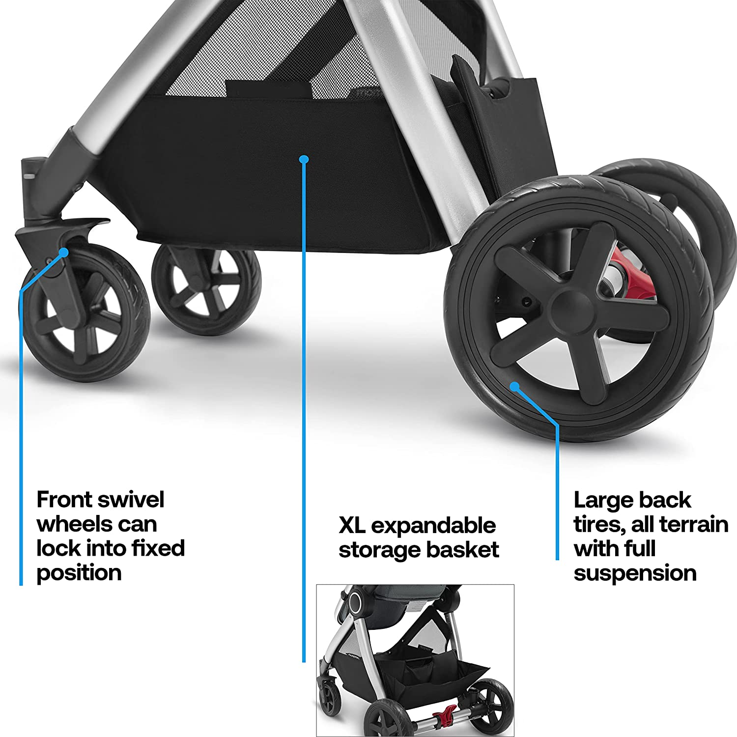 Baby Stroller with Removable Bassinet - Full-Size Baby Strollers for Comfortable Outings with Baby - Toddler Stroller with Reversible Stroller Seat - Smooth Glide Bassinet Stroller