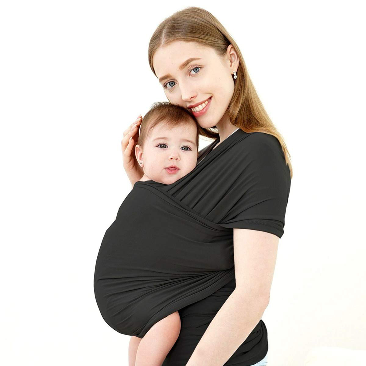 Baby Wrap Carrier,Hands Free Baby Carrier Sling,Lightweight,Breathable,Softness,Perfect for Newborn Infants and Babies Shower Gift,Black