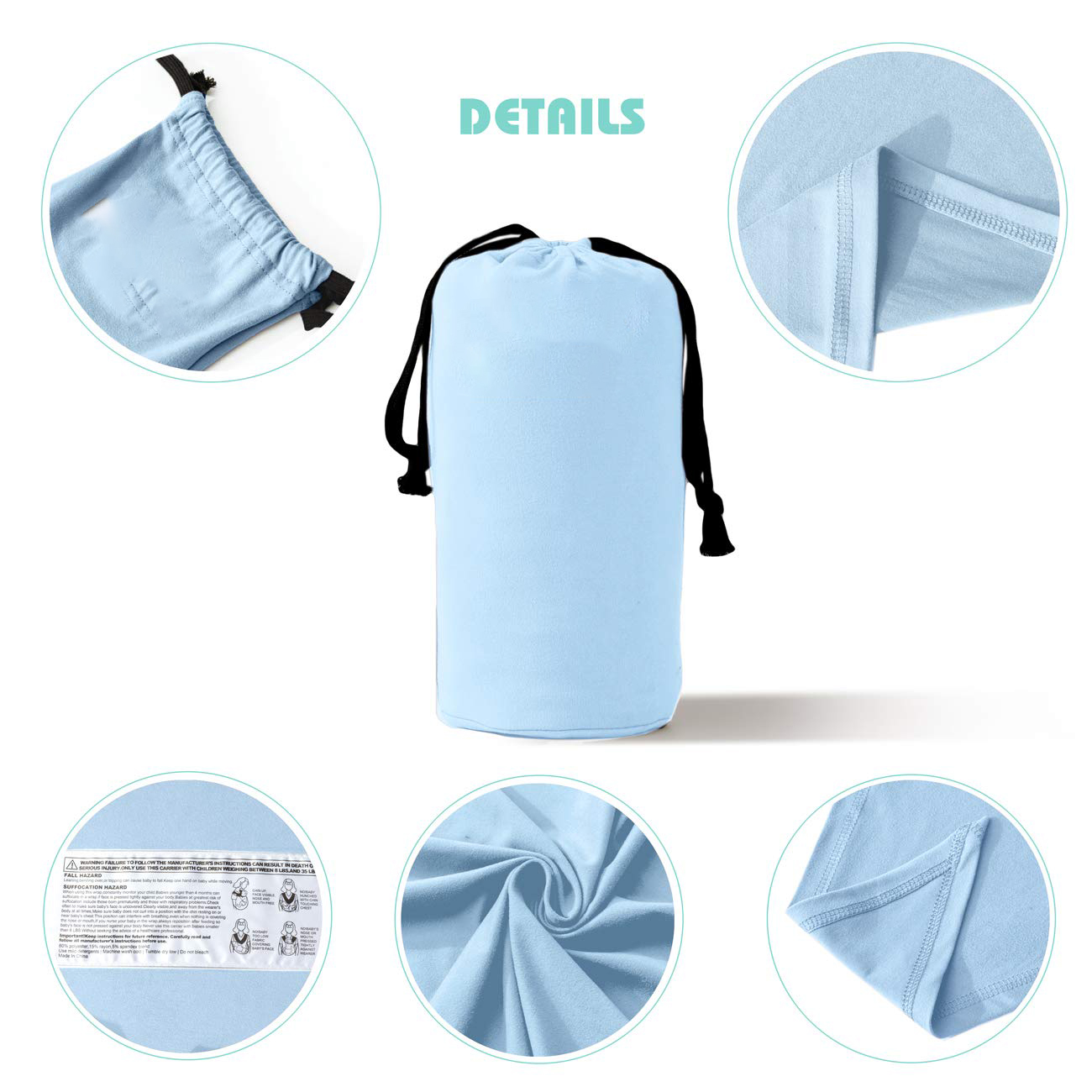Baby Wrap Carrier,Hands Free Baby Carrier Sling,Lightweight,Breathable,Softness,Perfect for Newborn Infants and Babies Shower Gift,Black