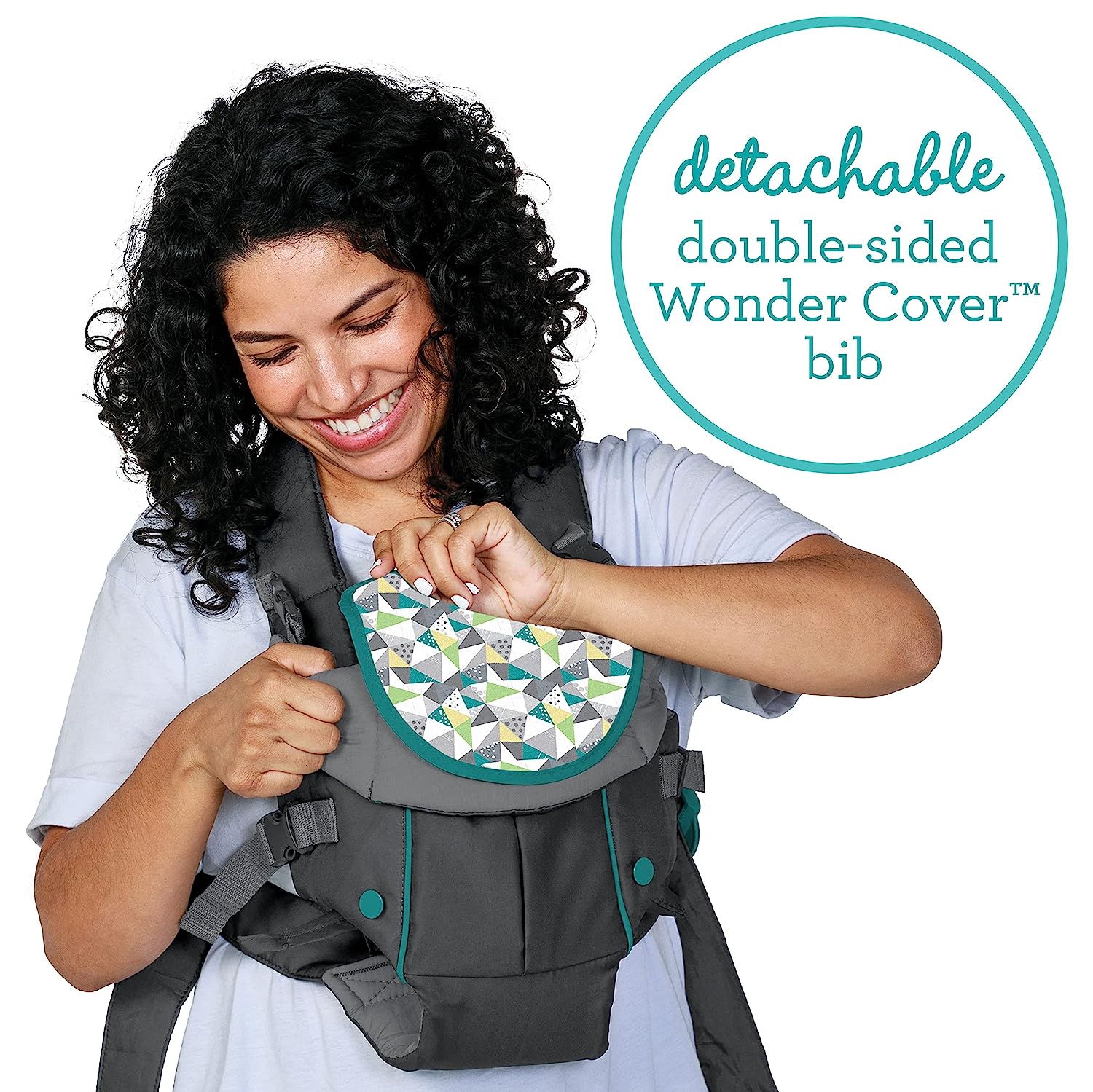 Classic Carrier with Pocket - 2 Ways to Carry Black Carrier with Wonder Bib & Essentials Storage Front Pocket, Adjustable Back Strap, 1-Piece