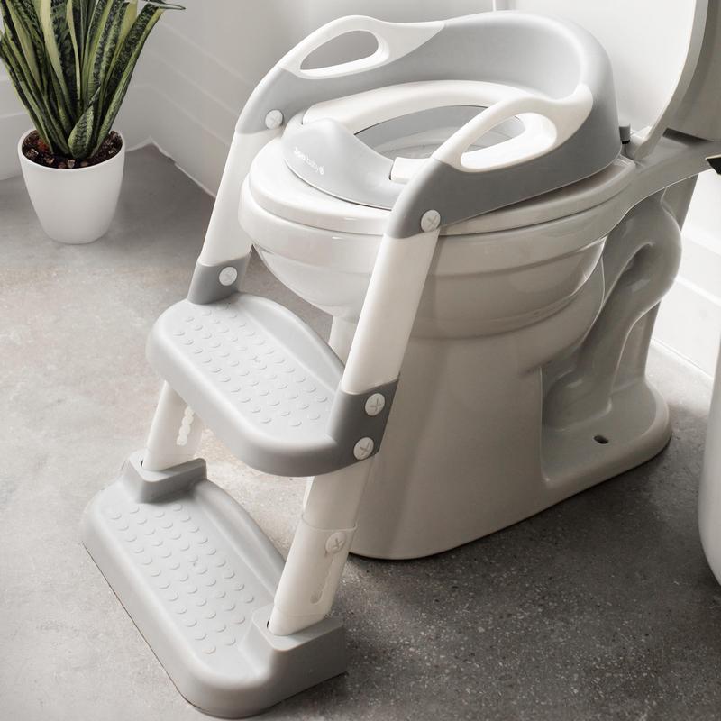 Baby Potty Training Seat with 2 Step Ladderfor Toddlers-Soft Cushioned Seat & SplashGuard, Adjustable Height