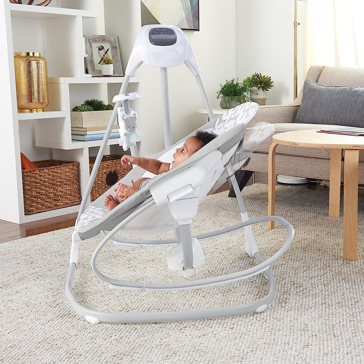 Lightweight Compact 6-Speed Multi-Direction Baby Swing, Vibrations & Nature Sounds, 0-9 Months 6-20 lbs (Pink Cassidy)