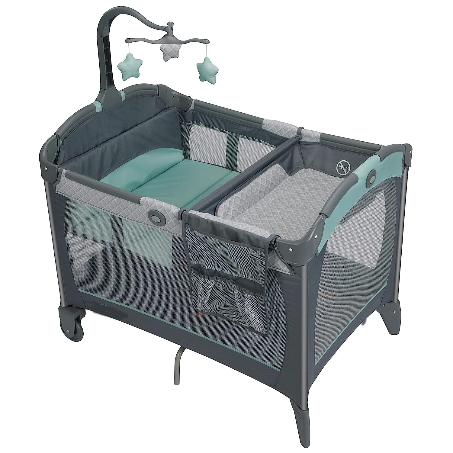 Pack and Play Change 'n Carry Playard | Includes Portable Changing Pad, Manor, 40x28.5x29 Inch (Pack of 1)