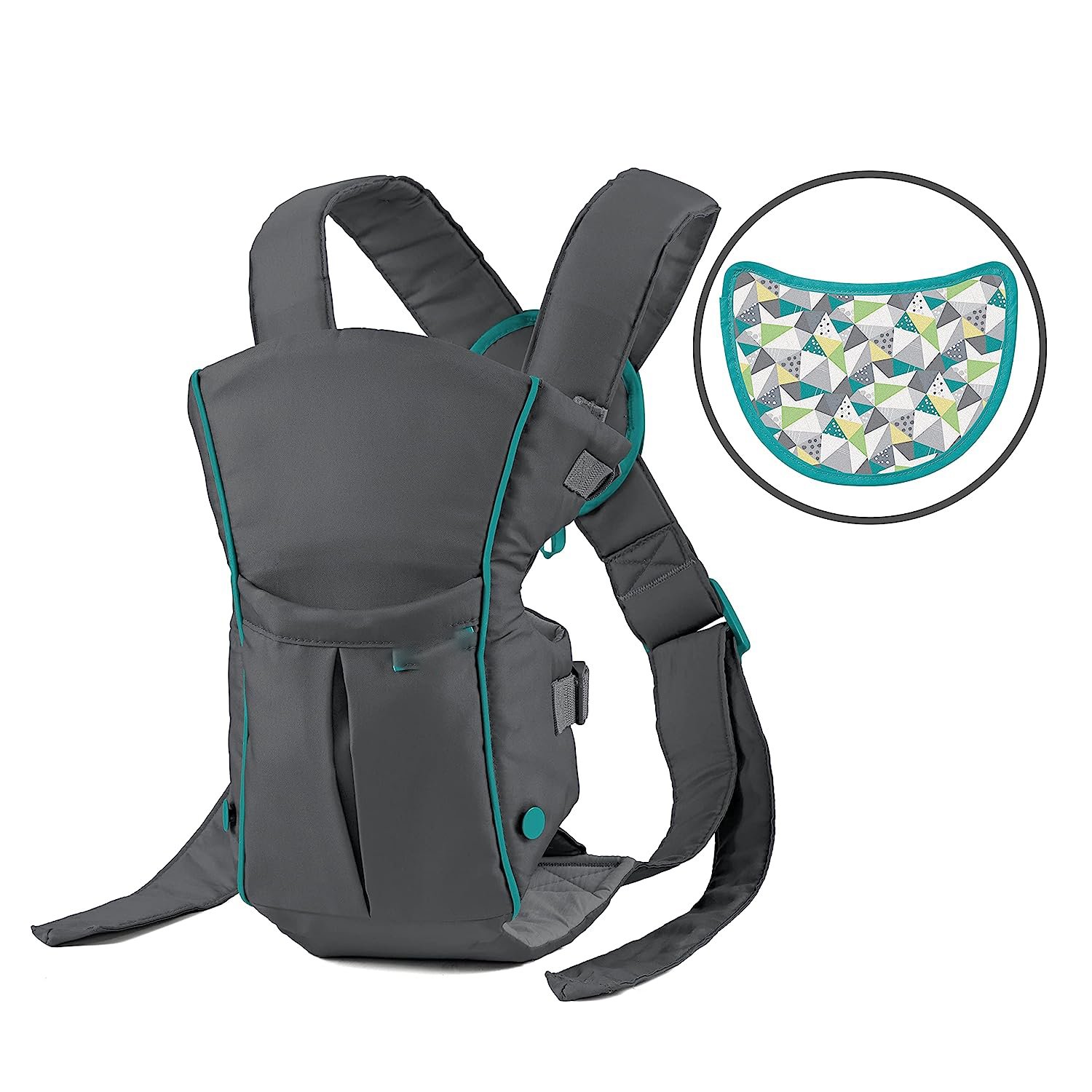 Classic Carrier with Pocket - 2 Ways to Carry Black Carrier with Wonder Bib & Essentials Storage Front Pocket, Adjustable Back Strap, 1-Piece