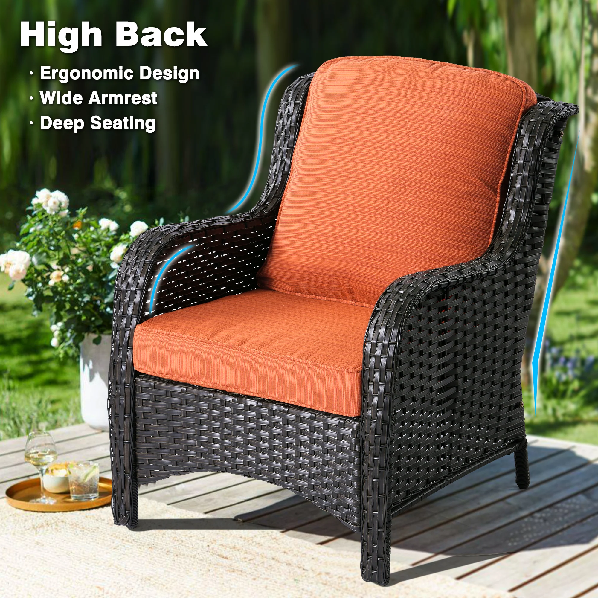 Ovios Patio Chairs 2-Piece Kenard Curved Handrest