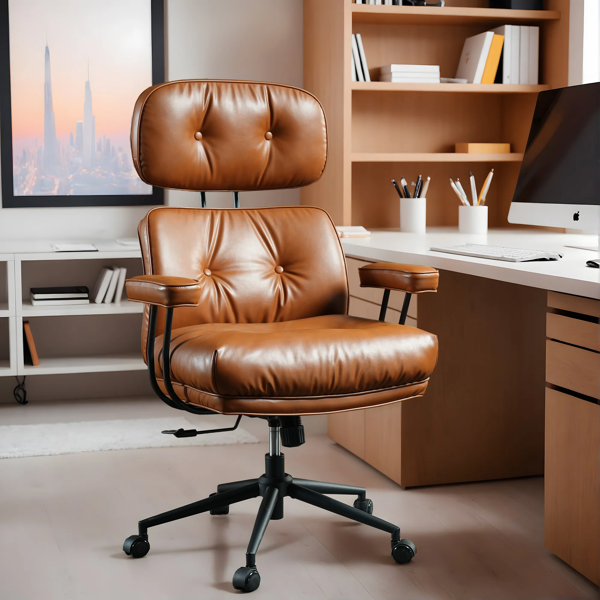 Ovios Office Executive Chair Oversize Cushions PU Fabric