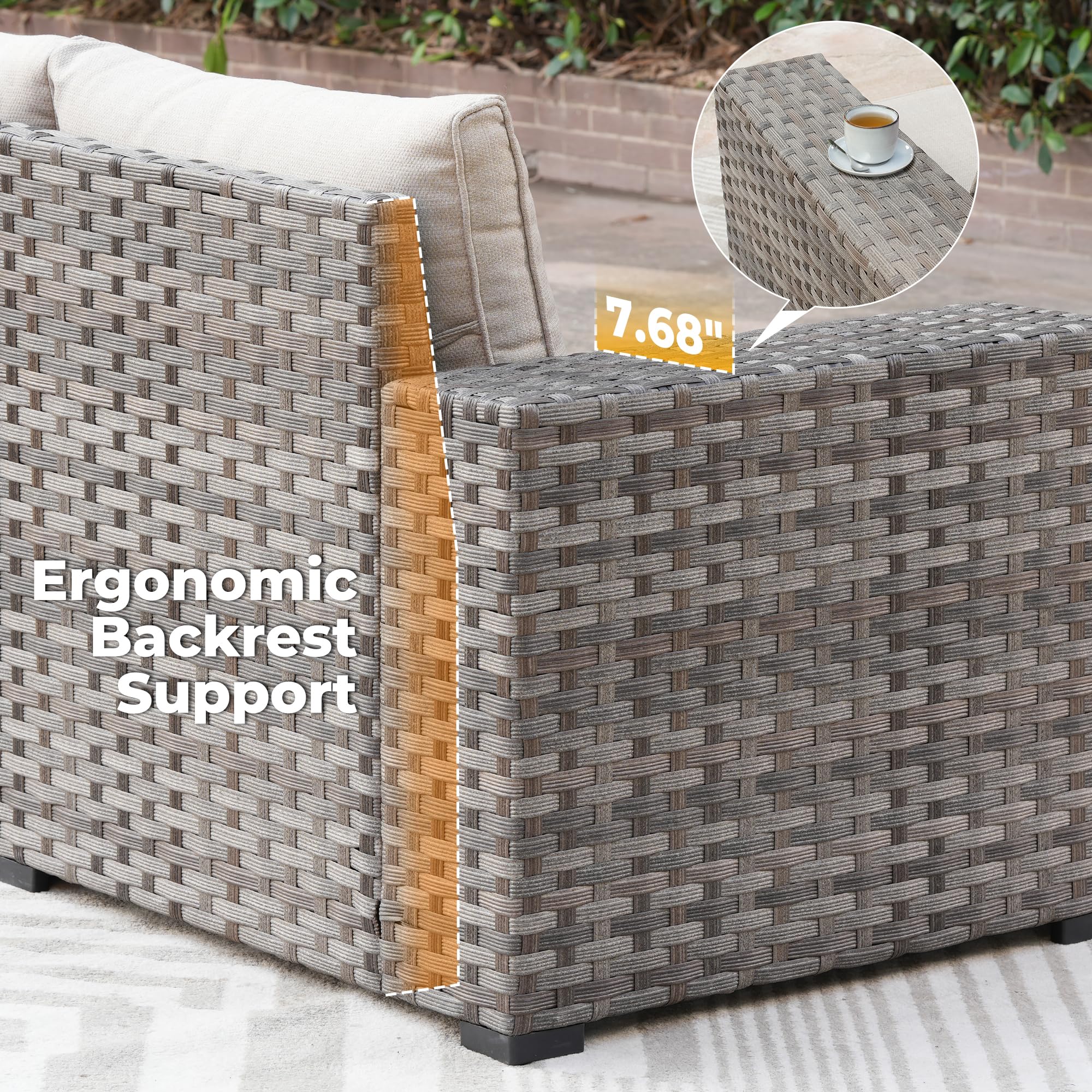 Ovios 12 Pieces Patio Conversation Set with 7.68'' Broad Handrails