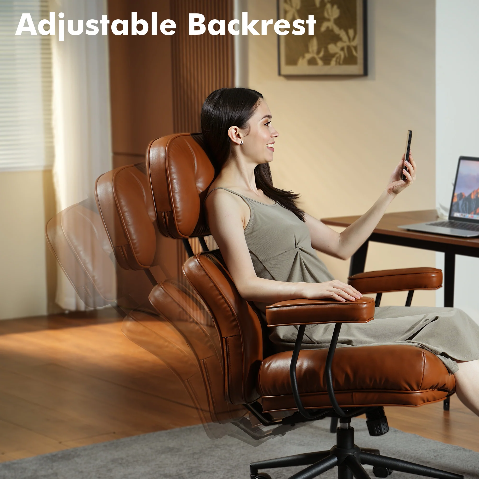 Ovios Office Executive Chair Oversize Cushions PU Fabric