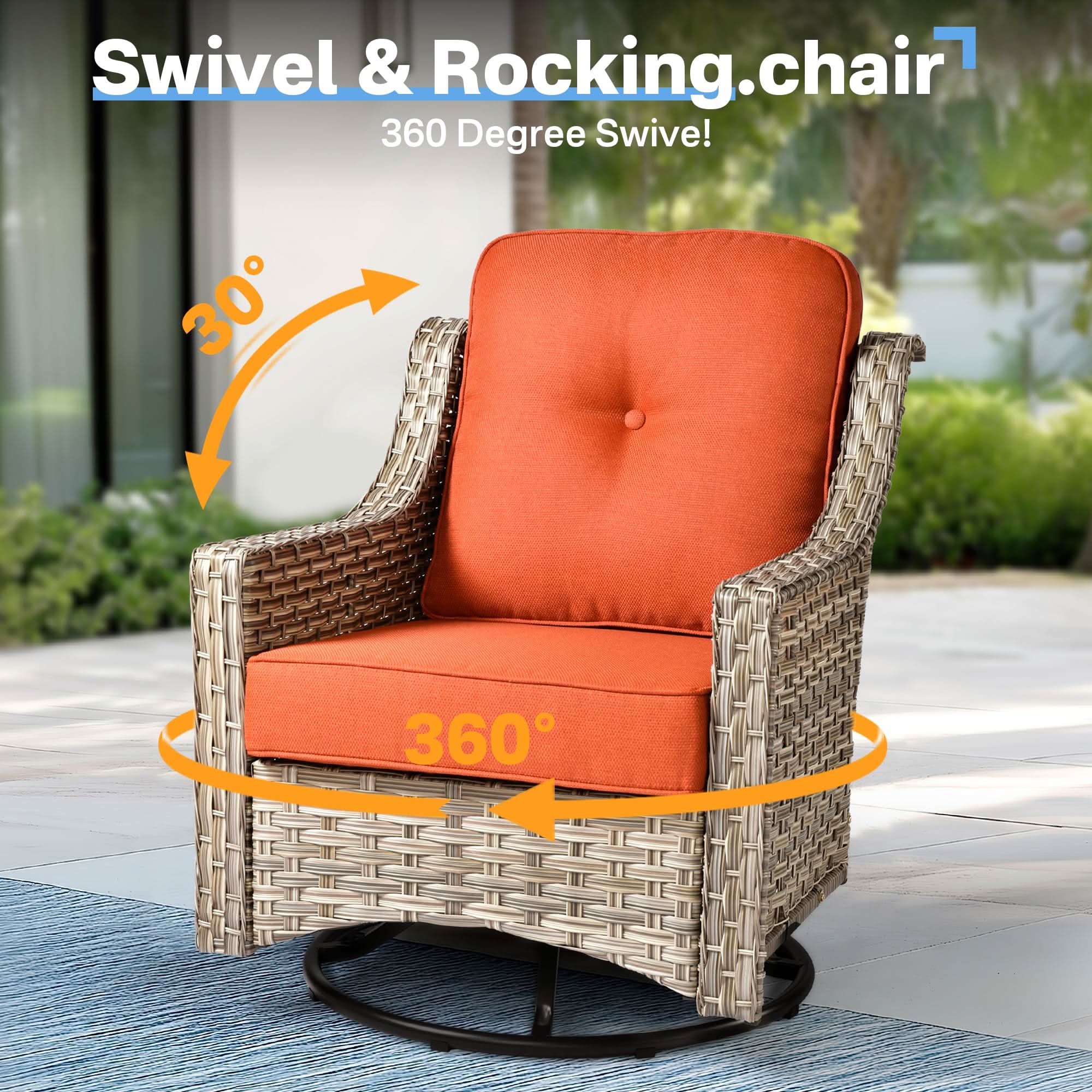 Ovios Conversation Set 3-Piece PAD Series,Swivel Chair