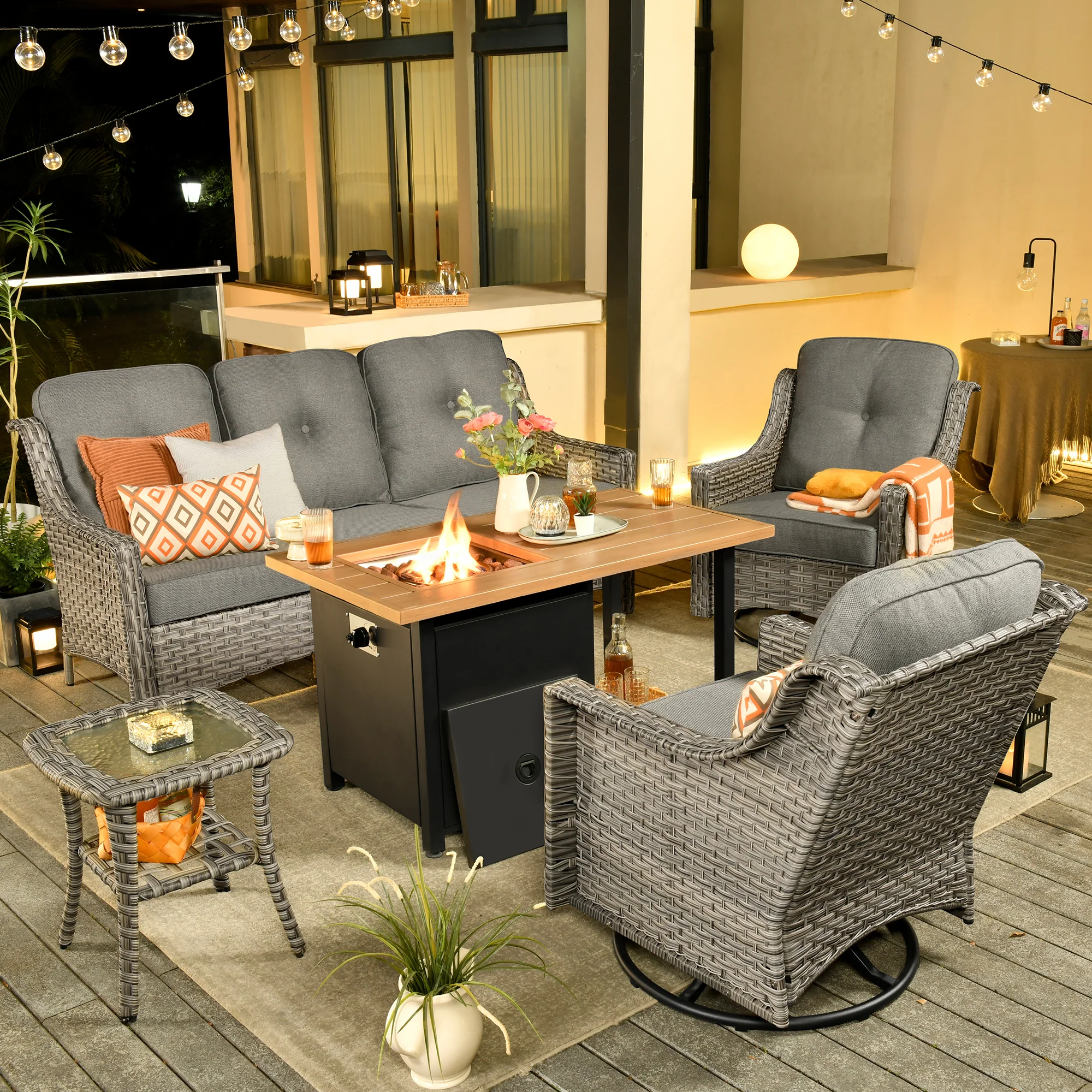 Ovios Conversation Set 5-Piece PAD Series include Rocking Chair & 47