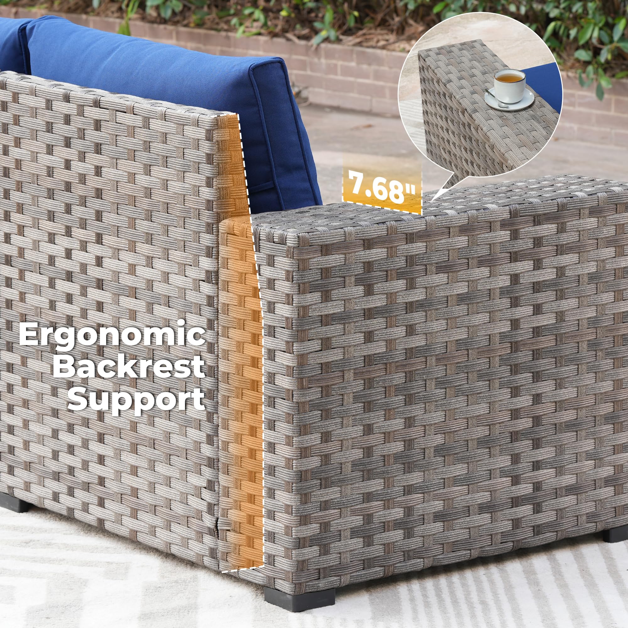 Ovios 12 Pieces Patio Conversation Set with 7.68'' Broad Handrails