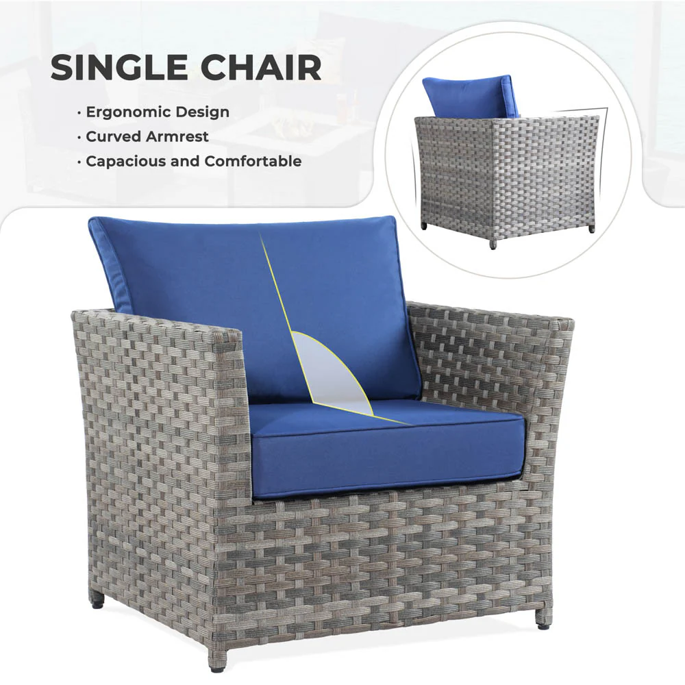 Ovios New Rimaru Series Patio Furniture Set 15-Piece include Swivel Chairs and 42