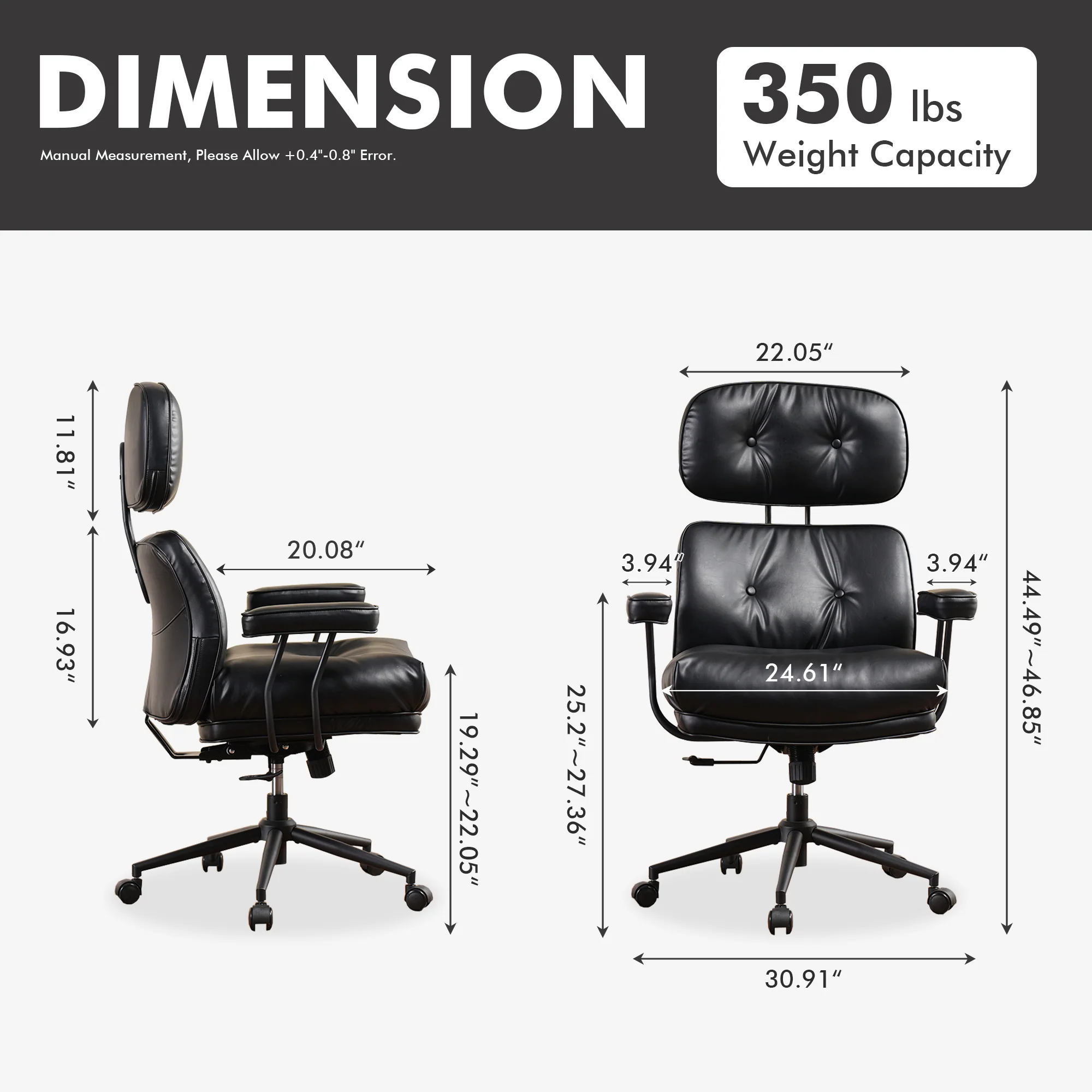 Ovios Office Executive Chair Oversize Cushions PU Fabric