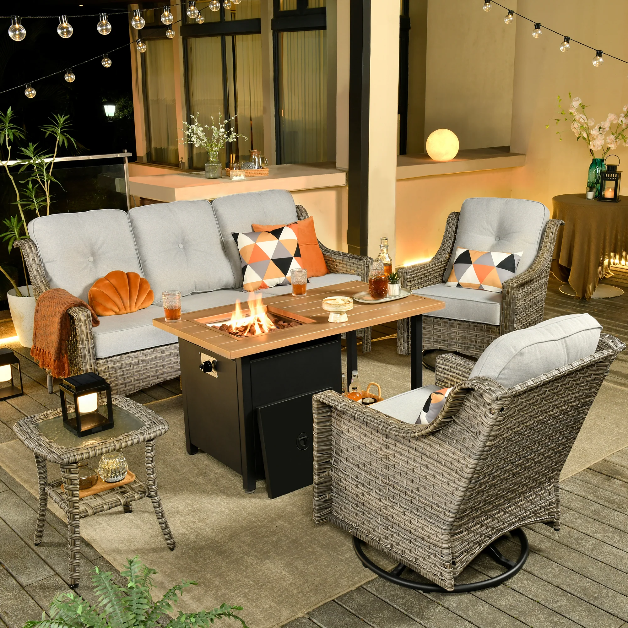 Ovios Conversation Set 5-Piece PAD Series include Rocking Chair & 47