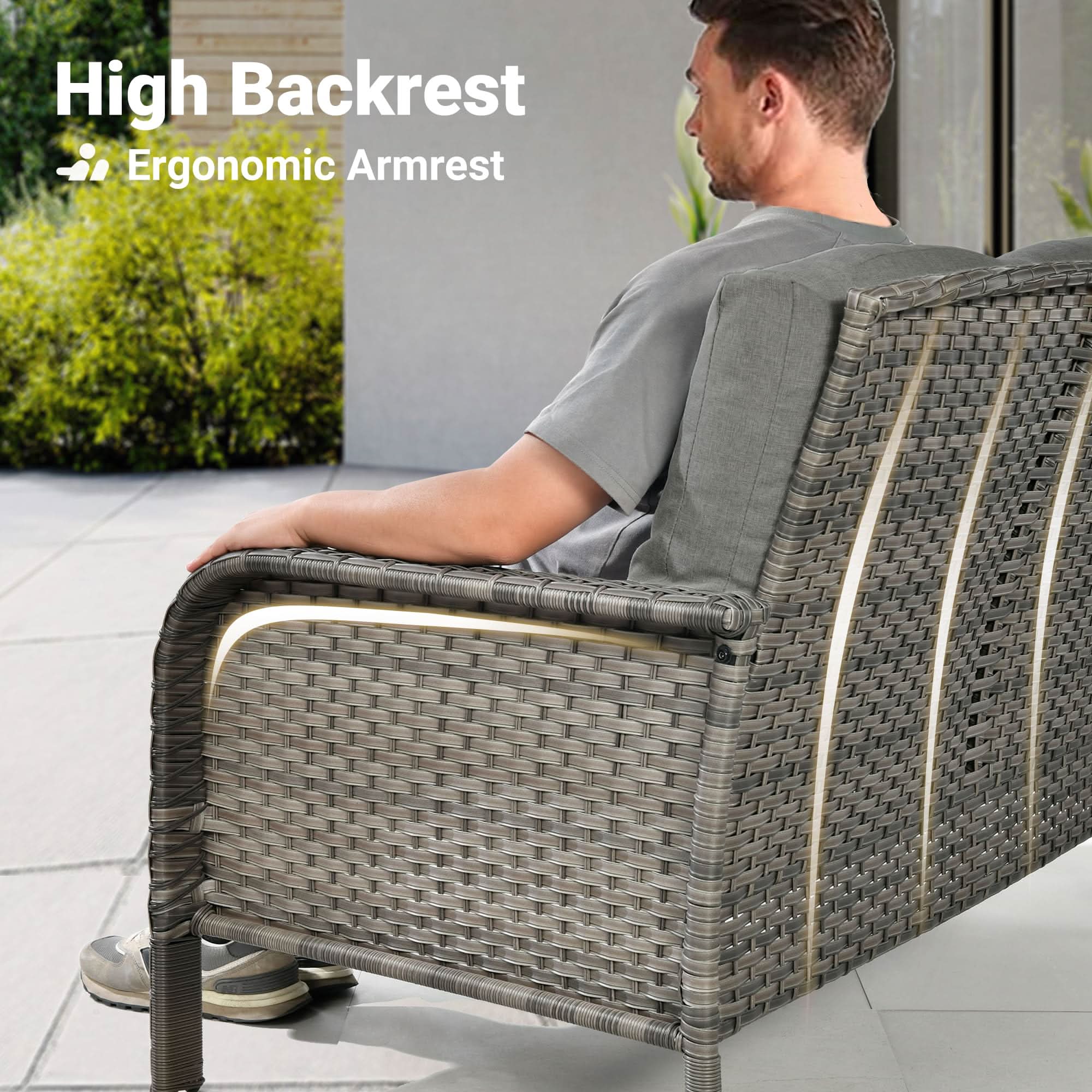 Ovios Patio Furniture Set New August 4 Piece High Back All Weather PE Wicker