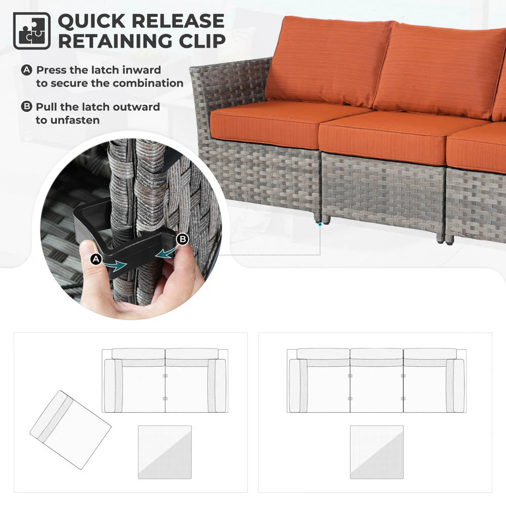 Ovios New Rimaru Series Patio Furniture Set 15-Piece include Swivel Chairs and 42