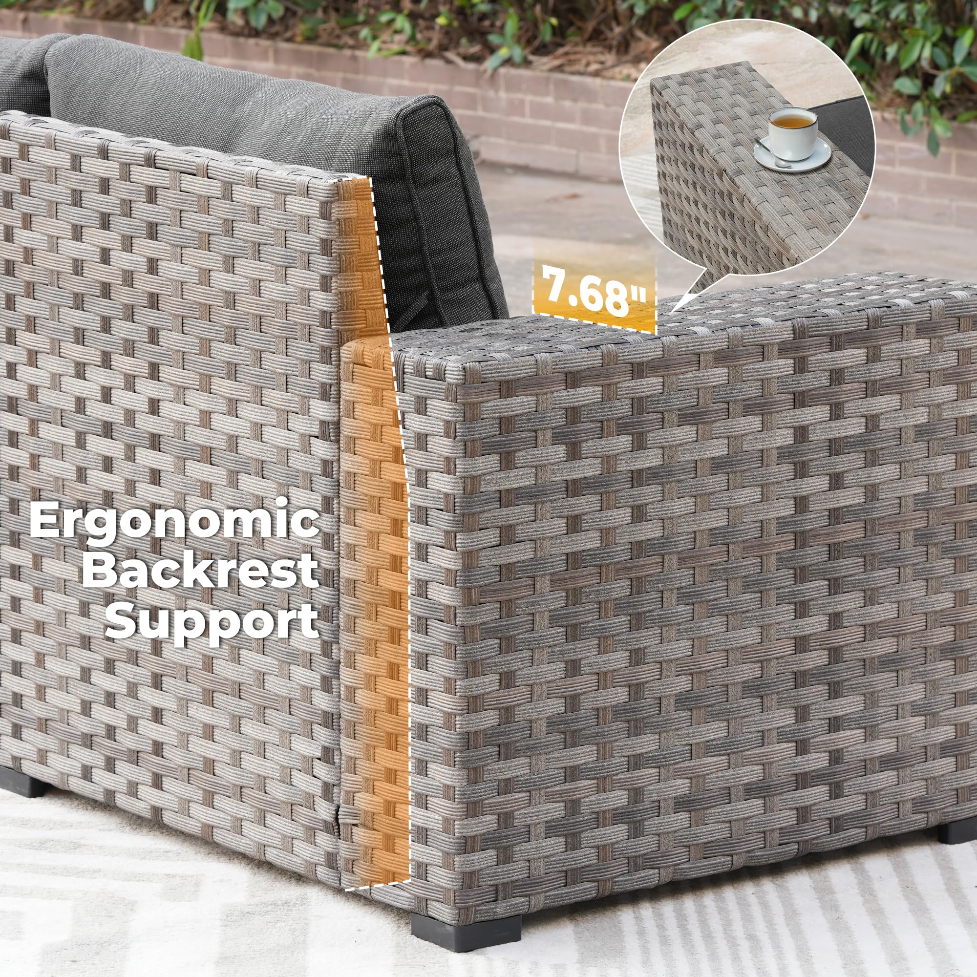 Ovios 12 Pieces Patio Conversation Set with 7.68'' Broad Handrails
