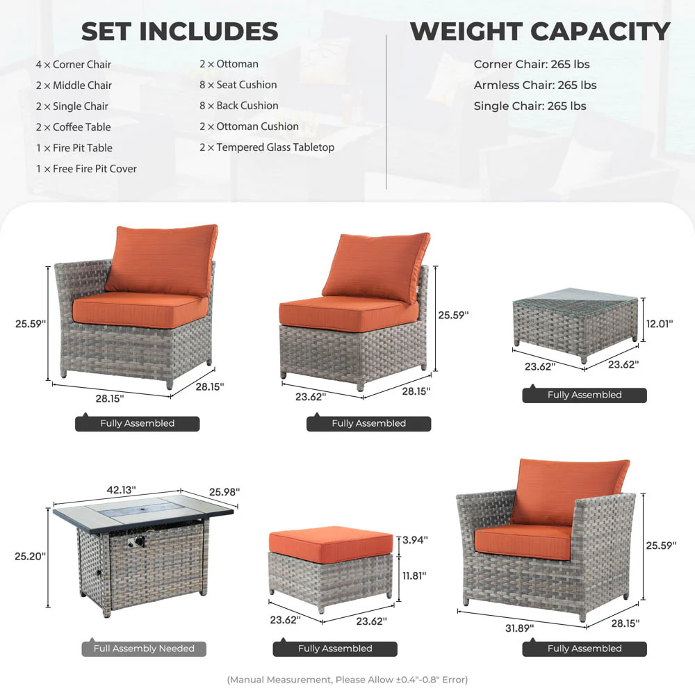 Ovios New Rimaru Series Patio Furniture Set 13-Piece include 42