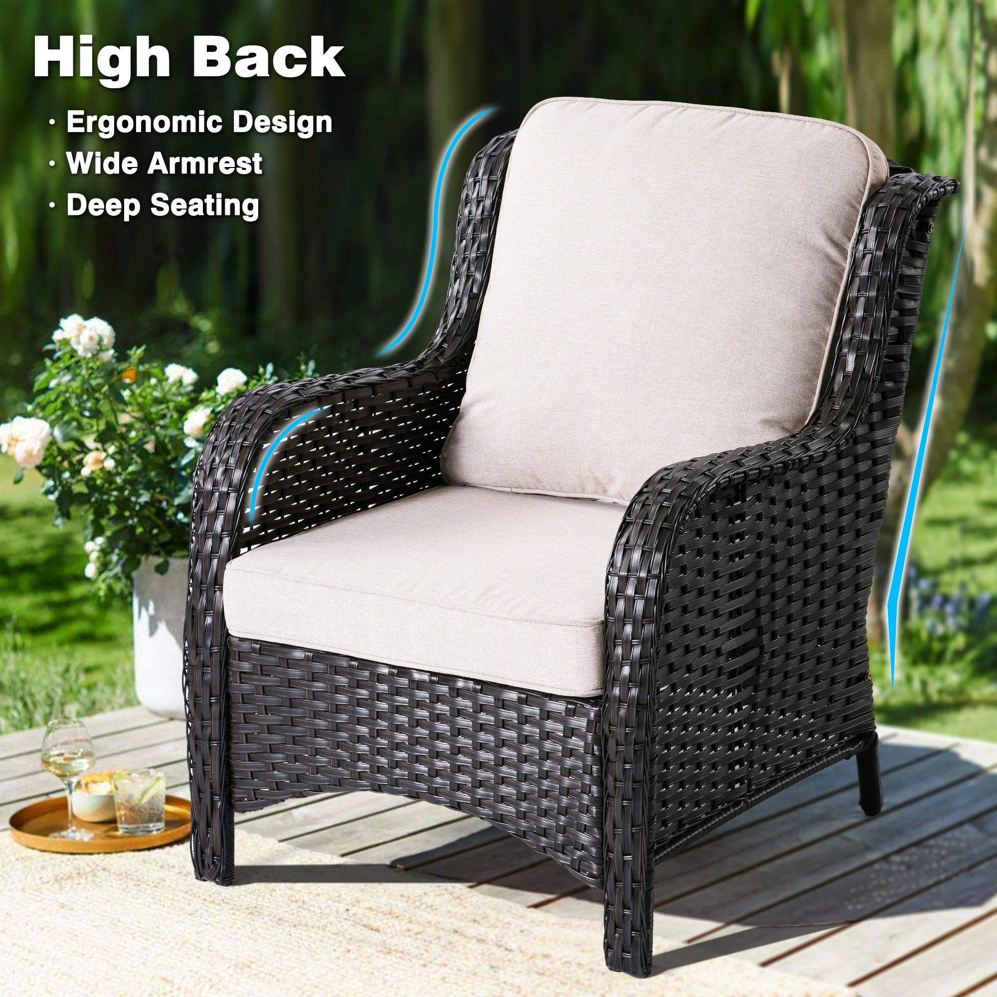 Ovios Patio Chairs 2-Piece Kenard Curved Handrest