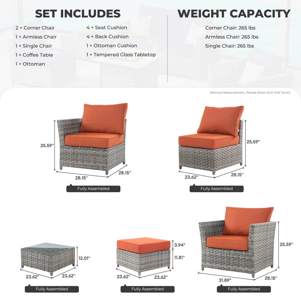Ovios Patio Furniture Set New Rimaru 6-Piece, Fully Assembled