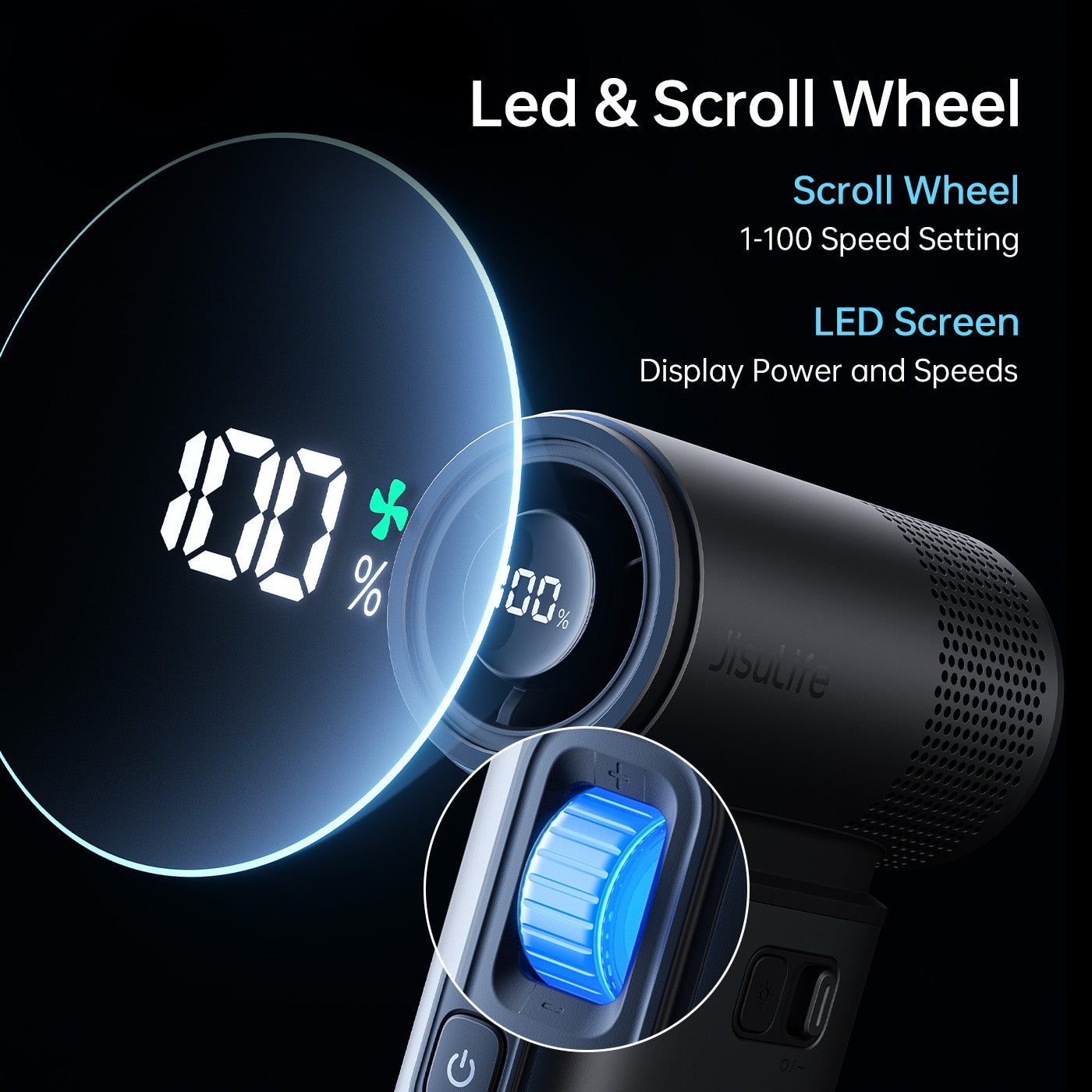 JISULIFE Ultra2 Handheld Fan – 100-Speed, 9000mAh Battery, Fast Charging, Long Lasting, Portable Personal Cooling