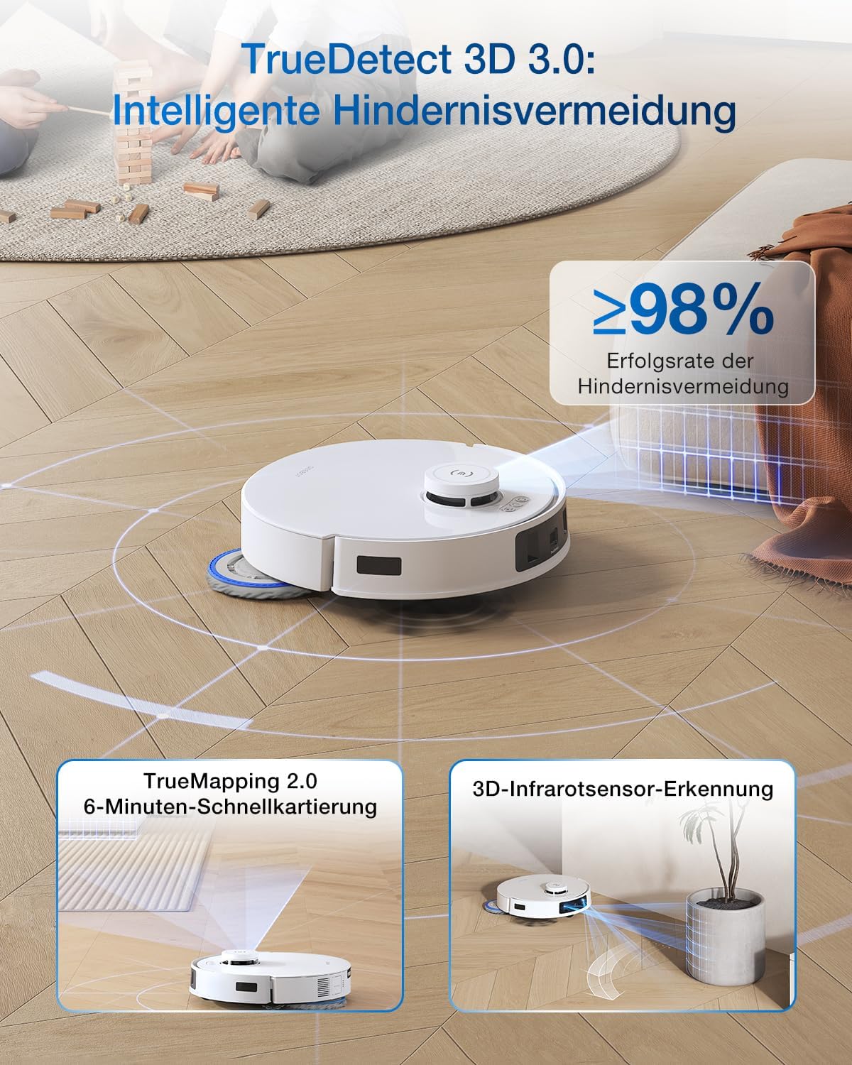 ECOVACS DEEBOT X11 PRO Omni Robot Vacuum Cleaner with Mop Function, 19500 Pa, OZMO Roller 2.0, ZeroTangle 3.0, TruEdge 3.0, Climbing Max 4 cm Height, Extending Mop, All-in-One Omni Station